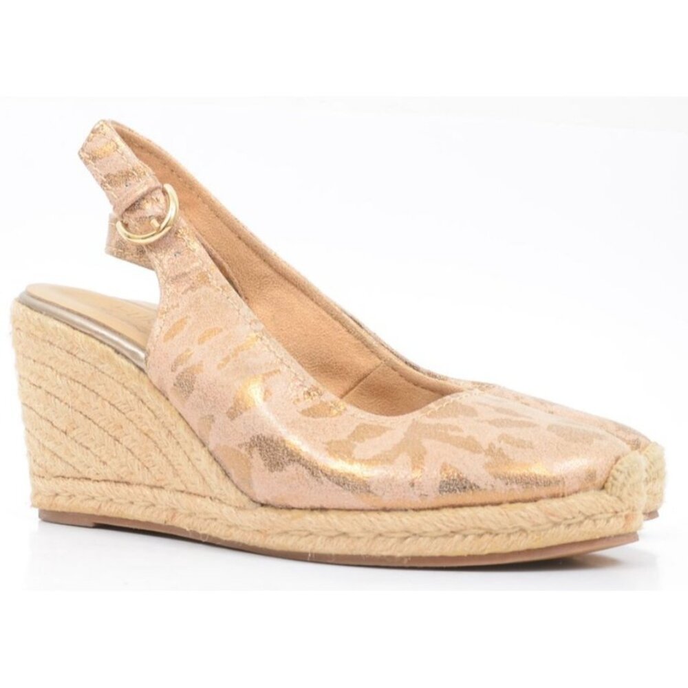 Naturalizer Pearl Leopard Leather Espadrille Wedge Slingback‎ Pump Women's 7.5